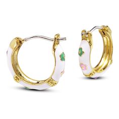 Flower Enamel Earrings by Kury - Available at SHOPKURY.COM. Free Shipping on orders over $200. Trusted jewelers since 1965, from San Juan, Puerto Rico. Gold Enamel Clip-on Earrings For Gift, Gold Enamel Clip-on Earrings, Yellow Gold Small Hoop Enamel Earrings, Yellow Gold Enamel Small Hoop Earrings, Yellow Gold Small Hoop Earrings With Enamel, Small Hoop Yellow Gold Enamel Earrings, Yellow Gold Enamel Hoop Earrings, Yellow Gold Enamel Hoop Earrings For Pierced Ears, Yellow Gold Enamel Huggie Earrings As Gift