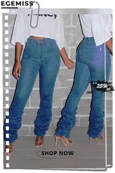 Scrunch Denim Pants Trendy Stretch Flare Jeans, Trendy Stretch Pants With Five Pockets, Trendy Non-stretch Straight Leg Bottoms, Trendy Fitted Straight Leg Bottoms, Casual Fitted Denim Pants, Stretch Denim Bottoms For Streetwear, Casual Non-stretch High Rise Bottoms, Non-stretch High Rise Casual Jeans, Casual High Rise Non-stretch Jeans