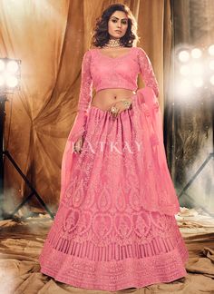 Buy Designer Lehenga - Pink Designer Embroidery Wedding Lehenga Choli Black Pakistani Dress, Pink Bridal Lehenga, Fancy Lehenga, Bridal Lehenga Online, Party Wear Lehenga Choli, Net Blouses, Salwar Dress, Designer Bridal Lehenga, Lehenga Online