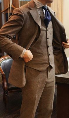 Follow The-Suit-Men  for more fashion and menswear inspiration.  Like the page on Facebook! Gentleman Mode, Tweed Men, Style Gentleman, Printed Hoodies Sweatshirts, Gq Style, Brown Tweed, Mens Fashion Jeans