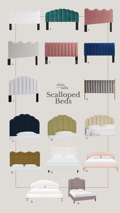 the different types of beds are shown in this diagram, and each bed has its own headboard