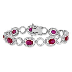 This majestic Oval Ruby & Round Diamond Bracelet is crafted from 18k White Gold (12.10 Ct). It has 9 oval rubys. Allurez universally acclaimed craftsmanship comes second to none; let true luxury be your gift with an Allurez diamond bracelet today! #diamondbracelet #diamondbracelets Oval Ruby Bracelet, Oval Diamond Bracelet With Gemstones, Luxury Oval Diamond Bracelet With Gemstone, Luxury Oval Gemstone Bracelet, Oval Brilliant Cut Fine Jewelry Bracelets, Luxury White Oval Diamond Bracelet, Formal Oval Link Fine Jewelry Bracelets, Luxury Hand Set Oval Bracelets, Fine Jewelry Hand Set Oval Bracelets