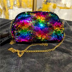 Sequin Colorful Purse/Crossbody New Never Worn With Tag Summer Bags With Chain Strap In Multicolor, Summer Multicolor Bags With Chain Strap, Multicolor Summer Party Bag, Multicolor Summer Party Bags, Trendy Multicolor Party Bag, Colorful Party Bags For Summer, Trendy Colorful Party Bags, Multicolor Sequined Bags For Summer, Multicolor Sequined Bag For Summer