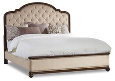 Hooker Furniture Leesburg Traditional-Formal King Upholstered Bed in Rubberwood Solids and Mahogany Veneers with Fabric 5381-90866 Hooker Furniture Bedroom, King Upholstered Bed, Queen Upholstered Bed, Queen Panel Beds, Upholstered Panel Bed, Upholstered Panels, Bedding Brands, Hooker Furniture, Upholstered Bed