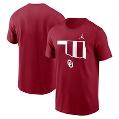 Emphasize your dedication to the Oklahoma Sooners with this Campus State Shape T-shirt. Made by Nike, it features a bold team design that stands out against the solid fabric. Cotton material provides a comfortable feel for the next Oklahoma Sooners game day or casual wear. University Red T-shirt With Team Name For Fans, Team Spirit Jersey T-shirt With Graphic Print, Team Spirit Graphic Print Jersey T-shirt, Football Season Team Logo Cotton T-shirt, College Football Season Short Sleeve T-shirt, Collegiate Jersey T-shirt With Team Logo, College Sports Season Logo Print T-shirt, College Sports Season T-shirt With Logo Print, Sports Event Jersey T-shirt With Team Logo