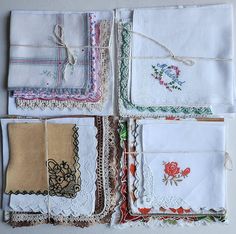 Beautiful and unique vintage hankerchiefs. Each bundle has 5 hankies and sells for $18 Send me message and let me know which bundle would you like. They are from different times, some older, some newer. All are handwashed, cleaned and ironed to the best of my ability. Some will have a wear & tear. You can use them as gifts, as crafts. Great for scrapbooking or  junk Journaling Handkerchiefs Crafts, Vintage Handkerchiefs Crafts, Handkerchief Crafts, Vintage Handkerchiefs, Junk Journaling, Wedding Favours, Unique Vintage, Wedding Favors, Wedding Gifts