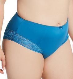 This gorgeous high rise panty features sheer patterned lace along the leg openings for a romantic, feminine look. Made of polyamide, elastane and cotton. Sewn-on elastic along waist and leg openings for a custom fit. Decorative bow at center front of waistband. Sheer lace trim along leg openings at front and back. Four-way stretch for comfort and ease of movement. High rise. Moderate, cheeky rear coverage. Sewn-in cotton crotch lining for comfort. Sculptresse by Panache Women's Roxie Brief Panty Feminine Fitted Bottoms With Contrast Lace, Full Coverage Bottoms With Lace Trim For Daywear, Elegant Full Coverage Lace Bottoms, High Waist Bottoms With Lace Trim For Daywear, Elegant High Waist Lined Bottoms, Elegant Blue Lace Bottoms, Misty Rose, Decorative Bows, Chi Chi