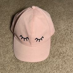 Light Pink Hat With Two Closed Eyes On It Worn Once Light Pink Hat, H M Accessories, Closed Eyes, Pink Hat, Light Pink, H&m, Women Accessories, Hats, Pink