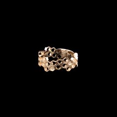 Add a hint of sweetness to your style with the Honeycomb Band. Perfect for anyone looking to add a touch of whimsy to their jewelry collection. Buzz buzz, don't miss out! Band is approximately 9mm wide at its widest point. Because most of us have fingers, this ring is appropriate for any gender. Band is also available in sterling silver. Our 5K gold is solid and will not wear off! Made in Worcester, MA USA. Hand finished by Jessica. 5K yellow gold is a gold alloy that contains roughly 20% pure g Forever Jewelry, Gold Alloys, Jewelry Ring Box, Men's Jewelry Rings, Mens Jewelry Bracelet, Worcester, Pure Gold, Watch Necklace, Jewellery Boxes