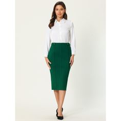 STYLE - Keep your look professional and stylish in this fishtail skirt from Hobemty, featuring a high waist, pleated front, stretchy fabric, and midi length. OUTFIT - Pair with solid shirts and high heels for a chic office look. OCCASION - Focused on Ladies' Semi-Formal Wear - This skirt can be a perfect addition to almost any outfit from formal to daily wear, great for work, meetings, office, businesses, work, parties, cocktails, weddings, casual, daily dressing, etc. Green Lined Skirt For Formal Occasions, Formal Green Lined Skirt, Green Workwear Skirt, Green Pencil Skirt For Formal Occasions, High Waist Green Skirt For Work, Green Lined Pencil Skirt For Work, Office Lady Knee-length Bottoms, Professional Knee-length Office Bottoms, Green Pencil Skirt For Work