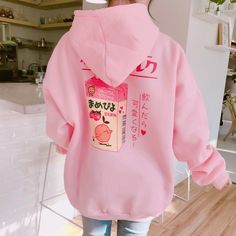 Kawaii Loose Cartoon Printed Milk Love Autumn Winter Harajuku Hoodie Sweatshirt · KoKo Fashion · Online Store Powered by Storenvy Pastel Goth Hoodie, Pajamas For Teens, Goth Hoodie, Harajuku Hoodie, Japan Fashion Street, Trendy Swimwear, Satin Pyjama Set, Outfit Trends, Pajama Set Women