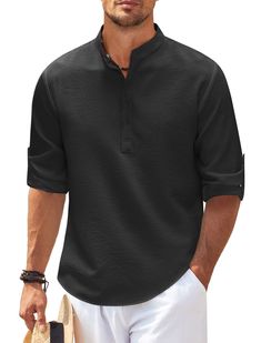 DESCRIPTION The Men's Casual Cotton Shirt in your six favorite basic colors has been designed in a contemporary utilitarian style.Crafted from soft, cotton-rich fabric, this closet-staple henley provides optimal comfort and breathability throughout the day.Inspired by this season's casualwear trend, it's perfect for when relaxing off-duty, as well as a night out with the crew.Complement with denim jeans for a relaxed weekend ensemble. SIZE CHART DETAILS Style: Casual Material: Cotton Crisp turn- Utilitarian Style, Rich Fabric, Solid Color Shirt, Green And Khaki, Henley Shirts, Basic Colors, Men's Casual, Casual Shirts For Men, Cotton Shirt