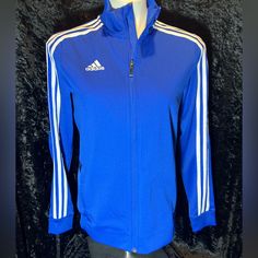 Gorgeous Women Jacket - It’s Comfortable And Cute Stay Dry & Comfortable Pockets On Both Sides Blue & White Stripes On The Sleeves (Never Worn) Adidas Long Sleeve Activewear For Training, Adidas Long Sleeve Track Jacket For Training, Adidas Blue Outerwear With Three Stripes, Adidas Blue Outerwear With Three Stripes Branding, Blue Long Sleeve Training Outerwear, Blue Long Sleeve Outerwear For Training, Sporty Training Outerwear With Three Stripes, Blue Winter Training Outerwear, Adidas Winter Training Track Jacket