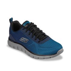 Skechers-Track Ripkent Sneaker - Men's Experience comfortable workout sessions in the Track Ripkent sneaker by Skechers. An airy mesh upper, cushiony Skechers Air-Cooled memory foam insole, flexible cushioning midsole and sole make this lace-up sneaker a must-have for your training routines. Blue Running Shoes With Breathable Mesh For Outdoor, Blue Running Shoes With Breathable Mesh For Outdoor Activities, Functional Blue Slip-resistant Running Shoes, Functional Blue Sneakers With Ventilation, Blue Mesh Running Shoes For Outdoor Activities, Blue Mesh Running Shoes For Outdoor, Blue Functional Sneakers With Ventilation, Blue Sneakers With Ventilation, Blue Mesh Outdoor Running Shoes