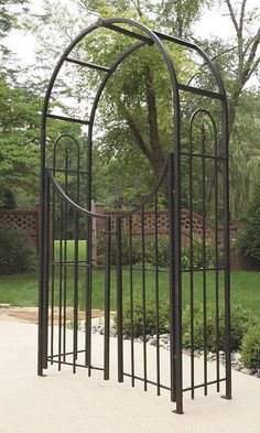 Brushed Bronze Metal Arch Topped Garden Arbor with Gate - inthegardenandmore.com Arbor With Gate, Garden Arbor With Gate, Metal Garden Gates, Front Yards Curb Appeal, Garden Arbor, Plants To Grow, Garden Walkway, Metal Arch, Brushed Bronze