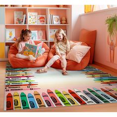 Crayola Modern Crayon Parade Playroom 5' x 7' Multi Color Area Rug By Well Woven Art Station Playroom, Childcare Rooms, Elementary Classroom Themes, Daycare Decor, Classroom Rug, Kids Playroom Decor, Well Woven, Diy Crafts Room Decor, School Room