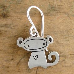 Cute Nickel-free Sterling Silver Jewelry, Cute Sterling Silver Nickel-free Jewelry, Nickel-free Cute Sterling Silver Jewelry, Handmade Cute Sterling Silver Jewelry, Cute Sterling Silver Dangle Jewelry, Cute Handmade Sterling Silver Jewelry, Tiny Monkey, Glass Store, Modern Store