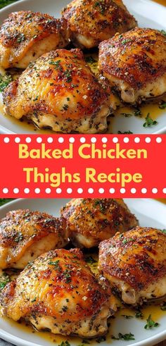 baked chicken thighs recipe on a white plate