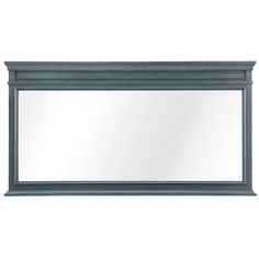 a large blue framed mirror on a white wall