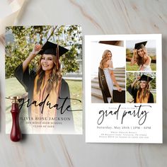 graduation announcement card with photo and grad cap