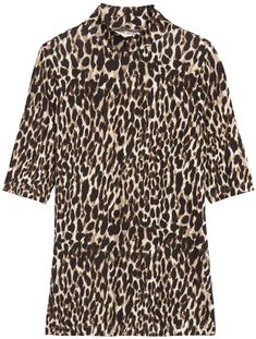 Banana Republic Soft Stretch Modal Mock-Neck T-Shirt Leopard Print Mock Neck And T Shirt, Modal Fabric, Elbow Length Sleeve, The Body, Mock Neck, Wrinkles, Classic Style