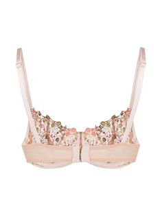 Gilda & Pearl Floral Lace Bra | Farfetch.com Party Lace Bra With Sweetheart Neckline, Fitted Lace Underwire Bra, Lace Push-up Bra With Removable Cups, Push-up Lace Bra With Removable Cups, Feminine Push-up Party Bra, Feminine Lace Bra With Removable Pads, Party Bra With Removable Pads And Sweetheart Neckline, Party Bra With Sweetheart Neckline And Removable Pads, Feminine Full Cup Bra With Lace Trim