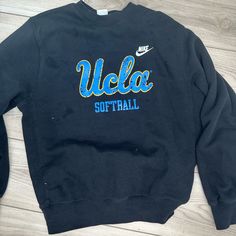 Ucla Nike Softball Sweatshirt In Size Small. Never Worn. Pulled Tags And Washed Only. Softball Sweatshirt, Softball Shirt, Nike Sweaters, Nike Sweater, S Crew, Nike Black, Softball, Black Nikes, Black Blue