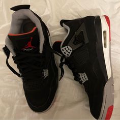 Shoes To Get, Jordan 4s Black, Fits With Jordans, Jordan 4s Retro, Shoes For Back To School, Jordans 4, Jordan 4 Shoes, Jordan 4 Bred, Air Jordan Retro 4