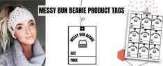 the messy bun beanie product tags are being used to help keep your hair dry