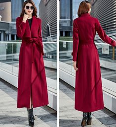 "FEATURES 50% wool, 50% fiber nylon polyester Full lining with polyester Long sleeve Two side pockets Button Closure A Line coat Above Ankle length For Winter, Autumn Dry clean More colors select from photo L1 https://etsy.me/3cVGsZO ★★ The model's height approx 170 cm (5′ 7″) with the 84 cm (33\") bust, 66 cm (26\") waist. She is wearing a coat in size XS in color wine. ★★ Please select custom order according to the follow situation *Change the length *Change the sleeve length *Can't find your Red Winter Office Outerwear, Red Long Coat For Office, Red Long Coat For Office Wear, Red Single Breasted Wool Coat For Winter, Red Single-breasted Wool Coat For Winter, Red Long Wool Coat For Winter, Wine Red Coat, Wool Maxi Coat, Red Long Coat