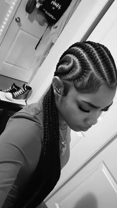 Cornrows Braids For Black Women Heart, Long Cornrows Braids For Black Women, Cornrow Hairstyles 8 Braids, Braids Feed In Cornrows, Cornrow Feed In Braids Hairstyles, Cornrow Braids With Natural Hair, Outfit With Cornrow Braids, 4 Scalp Braids For Black Women, Cornrows Designs For Black Women