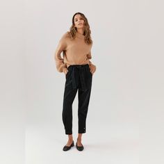 Black Denim With Tie Detail. Unworn, New With Tags, No Flaws. Chic Dark Wash Bottoms For Winter, Versatile Black Jeans For Fall, Dark Wash Bottoms For Day Out In Fall, Dark Wash Bottoms For Fall Day Out, Chic Black Relaxed Fit Jeans, Versatile Jeans For Fall Day Out, Black Jeans For Everyday In Fall, Casual Jeans For Workwear During Fall, Black Jeans For Everyday Fall Wear