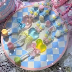 This price is for a necklace only, others are not included. Fairy Kei Accessories, Daisy Scouts, Beads Candy, Candy Jewelry, Taffy, Sweet Lolita, A Necklace, Lolita Fashion, Heart Necklace