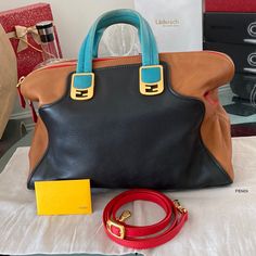 Limited Edition. Only One On Poshmark. Used Was Price $1,570 Online. Very Clean Inside. Come With Authentication Card And Dust Bag. The Strap Was Never Used. Fendi Multicolor Bag, Fendi Handbags, Fendi Bags, Womens Tote Bags, Limited Editions, Calf Skin, Color Blocking, Dust Bag, Fendi