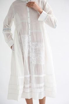 (1) Injiri Dress - Cotton in White | Oroboro Store | New York, NY Simple Kurta, Clothes Brands, Fashion Portfolio Layout, Kaftan Designs, Simple Kurta Designs, Frock For Women, Cotton Kurti Designs, Linen Fashion, New York New York