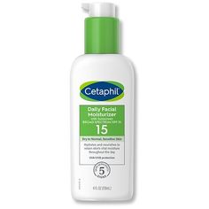 CETAPHIL Daily Facial Moisturizer SPF 15 is a lightweight and fast absorbing moisturizer designed to hydrate, nourish and protect dry to normal skin types. Broad spectrum SPF 15 protects against the sun's damaging UVA and UVB rays to keep skin looking young and vibrant. A special formulation of glycerin and emollients moisturizes the skin and helps to keep it hydrated by improving your skin's natural ability to retain moisture. The lightweight, non-greasy formula absorbs quickly, providing Cetaphil Daily Facial Moisturizer, Moisturizer With Sunscreen, Oily Sensitive Skin, Daily Facial Cleanser, Safe Sunscreen, Dry Skin Patches, Foaming Facial Cleanser, Foaming Face Wash, Facial Moisturizers