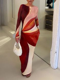 47825308811469|47825308844237|47825308877005 Red Stretch V-neck Maxi Dress, Orange Fitted Long Sleeve Maxi Dress, Fitted Orange Long Sleeve Maxi Dress, Red Non-stretch Maxi Dress For Fall, Red Long Sleeve Printed Dress, Chic Non-stretch Red Maxi Dress, Chic Red Non-stretch Maxi Dress, Chic Red Maxi Dress, Stretch Red Printed Dress