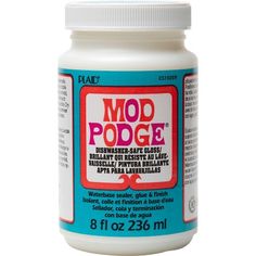 a bottle of mod podge paste on a white background