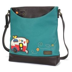 Camper- Sweet Messenger by Chala Brand new with tag Unique, chic, fun Features Camper van with stitched pattern Front slide pocket Zippered main pocket Rear slide pocket Materials: Faux Leather Color: Turquoise Dimensions: 10" x 11" x 3" Strap Adjustable: 15"~30"International buyers:  Shipping and handling do not cover taxes and fees due your country destination.   We make sure that we ship the next business day of cleared payment.  Please email us for questions.  Thank you for looking! Chala Handbag, Retro Campers, Handbag Stores, Camping Bag, Best Wallet, Color Turquoise, Blue Gift, Phone Pouch, Brown Bags