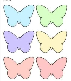 four different colored butterflies on a white background