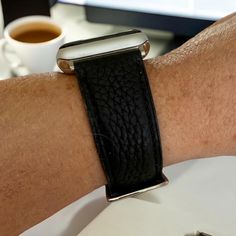 Exclusively designed and sold by QP Watchbands.   Apple Watch Band Black Genuine Leather Watchband 38/40/41MM 42/44/45/49MM Series 1-9 SE Ultra 1&2 Matching Adapter and Buckle Options Black Genuine Leather Apple Watch Band with matching Adapter and Buckle We can change out the adapter and buckle to match your Apple Watch Silver-Gold-Black-Rose Gold The Apple Watch Band is compatible for all Apple Watches 38MM 40MM 41MM 42MM 44MM 45MM 49MM  Apple Watch Series 1 2 3 4 5 6 7 8 9 SE Ultra 1&2 They come with Apple Watch adapters.  No tools needed to connect the apple watch easily. Purchase includes  1 X Black Leather Apple Watch Band with matching adapter and buckle Apple Watch not included Fit wrist: 5.5"~ 8" Quality Plus Watchbands Black Rectangular Bracelet Strap Watch Band, Modern Black Watch With Wrist Strap, Modern Black Watch Wrist Strap, Black Bracelet Strap Apple Watch Band For Everyday, Black Leather Strap Apple Watch Band For Everyday Use, Black Watch Band For Everyday Use, Luxury Black Watch Band For Everyday Use, Black Watch Bands With Wrist Strap For Everyday Use, Classic Black Adjustable Apple Watch Band