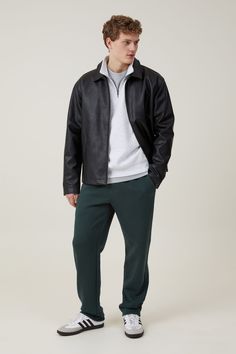 RELAXED TRACK PANT Casual Green Fall Pants, Green Business Casual Bottoms For Fall, Green Straight Pants For Winter, Green Straight Winter Pants, Fall Business Casual Green Bottoms, Casual Green Cargo Pants, Classic Green Bottoms With Straight Hem, Green Casual Pants For Business Casual, Green Casual Pants For Business Casual Occasion