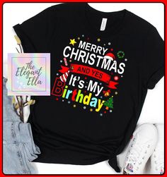 Perfect t shirt for all the Christmas birthday Double celebration shirt Made on a unisex soft Bella canvas t shirt. New Year Gift Crew Neck T-shirt, Winter Birthday T-shirt With Letter Print, Winter Birthday Tops With Graphic Print, Winter Birthday Top With Graphic Print, Christmas Letter Print T-shirt Gift, Graphic Print T-shirt For Gift In Winter, Long Sleeve Graphic Tee T-shirt As Gift, Long Sleeve T-shirt With Text Print For Gift, Text Print Long Sleeve T-shirt For Gifts