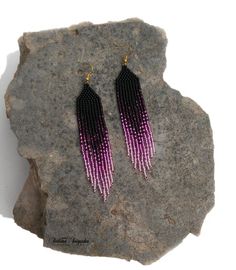 Fuchsia earrings Ombre earrings Long dangle earrings Pink dangle earrings Pink and black Statement earrings Dainty earrings Elegant earrings Sparkling earrings Gradient earrings Fringe earrings Czech glass earrings Seed bead earrings Fuchsia (pink-purple) black gradient elegant evening earrings. Length of the Earrings - 4 1/2 inches (11 cm) 100% handmade Czech seed beads. Shipping worldwide Gift packedge - FREE! Thanks for view! Please note that due to lighting effects, monitor's brightness, con Black Tassel Drop Earrings, Dangle Tassel Earrings With Black Beads For Gift, Black Beaded Dangle Tassel Earrings As Gift, Black Tassel Earrings With Dangling Beads As Gift, Black Tassel Earrings With Ear Wire As A Gift, Black Drop Tassel Earrings As Gift, Gift Tassel Earrings With Black Beads In Dangle Style, Black Beaded Long Drop Earrings, Black Long Drop Earrings With Dangling Beads