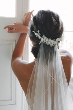 the back of a bride's head wearing a veil