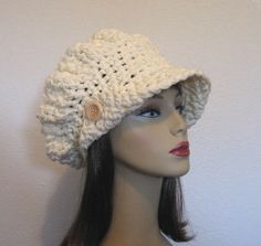 Crochet Slouchy Newsboy Cap Adult Off by CreativeDesignsbyAmi, $27.00 Cream Brimmed Crochet Hat, Cream Hand-knitted Yarn Hat, Cream Hand Knitted Yarn Hat, Cream Hand-knitted Hat, One Size Fits Most, Adjustable Hand-knitted Cream Crochet Hat, Cream Brimmed Crochet Hat For Winter, Adjustable Cream Crochet Cap, Brimmed Cream Crochet Hat, Cream Hand-knitted Crochet Hat