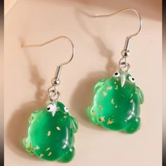 This Unique Pair Is A Wonderful Addition To Your Wardrobe And Your Style; Sure To Get Lots Of Compliments! Gsun1s50u000gmg Cute Green Jewelry For Party, Green Novelty Resin Jewelry, Casual Green Jewelry For Party, Casual Green Earrings For Gift, Casual Green Earrings Perfect For Gifts, Celebrity Shifting, Unique Earrings Weird, Earrings Weird, Funky Accessories