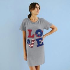 The organic cotton t-shirt dress is made of 100% ringspun cotton - a comfortable and durable fabric. All materials are grown and gathered without the use of pesticides. This short-length t-shirt dress has a scoop neck, and all seams are reinforced with double-needle hems. .: 100% organic combed ringspun cotton (fiber content may vary for different colors) .: Light fabric (4.4 oz/yd² (150 g/m .: Slim fit .: Sewn in label Cotton Graphic Print T-shirt Dress With Short Sleeves, Cotton Graphic T-shirt Dress With Short Sleeves, Cotton Graphic Print Short Sleeve T-shirt Dress, Cotton T-shirt Dress With Graphic Print, Relaxed Fit, Relaxed Fit Cotton T-shirt Dress For Summer, Relaxed Fit Cotton T-shirt Dress, Casual Style, Casual Cotton Crew Neck T-shirt Dress, Casual Cotton T-shirt Dress With Crew Neck, Crew Neck Cotton T-shirt Dress For Loungewear