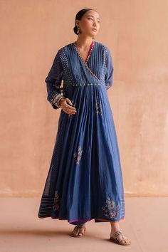 Buy Blue 40gm Chanderi Hand Block Printed Polka Dot V Rasika Anarkali For Women by Swatti Kapoor Online at Aza Fashions. Blue Anarkali Set In Mulmul Fabric, Blue Mulmul Anarkali Set, Blue Anarkali Set With Dupatta In Mulmul, Designer Blue Mulmul Anarkali Set, Blue Mulmul Anarkali Set With Cutdana, Blue Mulmul Dupatta With Dabka Details, Blue Cutdana Anarkali Set In Mulmul, Blue Mulmul Anarkali Set For Festivals, Blue Mulmul Anarkali Set For Diwali