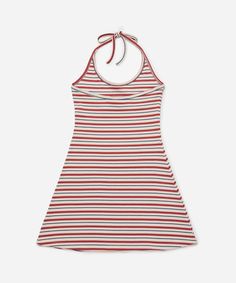 Jess Halter Dress | Saturdays NYC Cotton Halter Neck Mini Dress, Casual Cotton Mini Dress With Halter Neck, Trendy Striped Cotton Dresses, Sweatpants And Sweater, Nyc Spring, Nyc Summer, Saturdays Nyc, Swim Pants, Linen Blazer